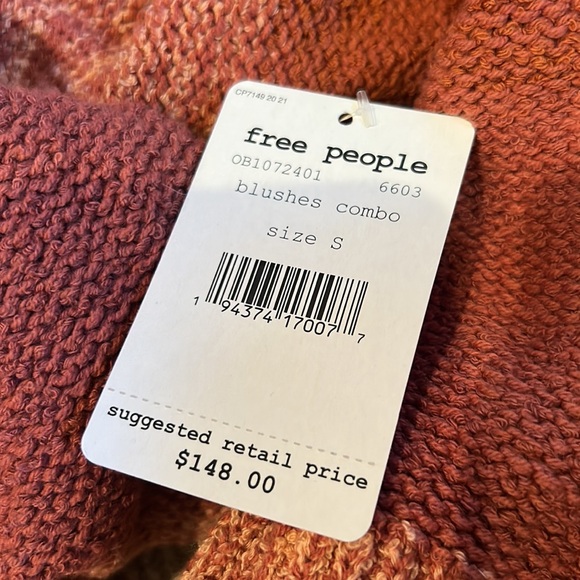 NWT FREE PEOPLE southport beach cardigan in blushes combo oversized small - Picture 8 of 15